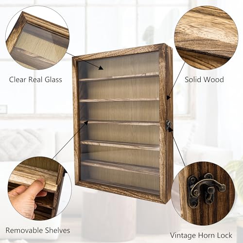 Image of 12x16 Shadow Box Frame with Removable Shelves,Collectible Display Shelves Case,Military Challenge Coin Display Case,Wood Shadow Boxes Display Cases for Keepsake,Pictures