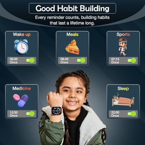 Image of sekyo 'Spark' Kids Smart Watch | Activity Tracker, Games, Class Mode, Parent Control App, Good Habit App, Waterproof, Alarm, Calculator, Calendar, Flashlight, Stopwatch (Pink)