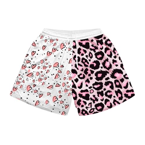 JJZPGZIN Fashion Funny Heart&Leopard Printing Swim Trunks 5 inch Inseam Quick Dry Active Board Shorts for Men M