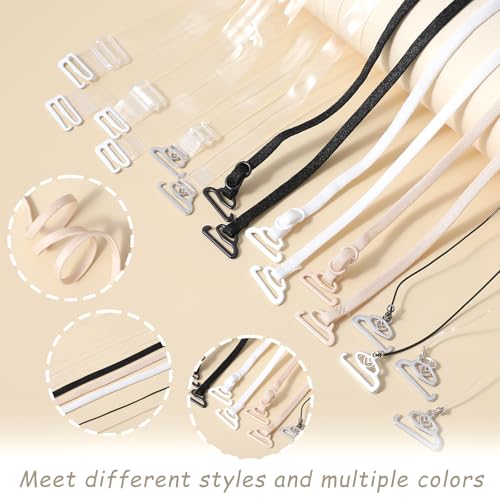 image for Tyqour 24Pcs Clear Bra Straps Invisible Bra Straps Replacement Elastic