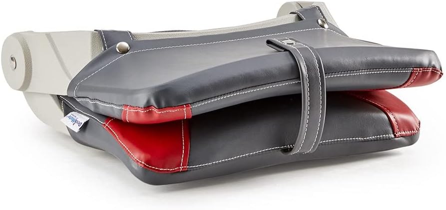 DeckMate Compact Folding Fishing Seat - Charcoal and Red