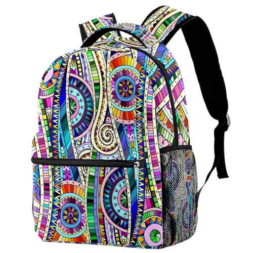 Sac à dos d'école et de voyage mandala multicolore 29.4x20x40cm ados