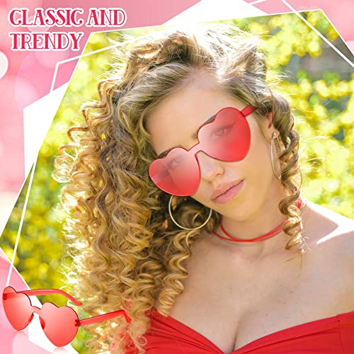Macarrie 30 Pairs Valentine's Day Heart Shaped Sunglasses Transparent Rimless Heart Party Sunglasses for Women Girls, 6 Colors3