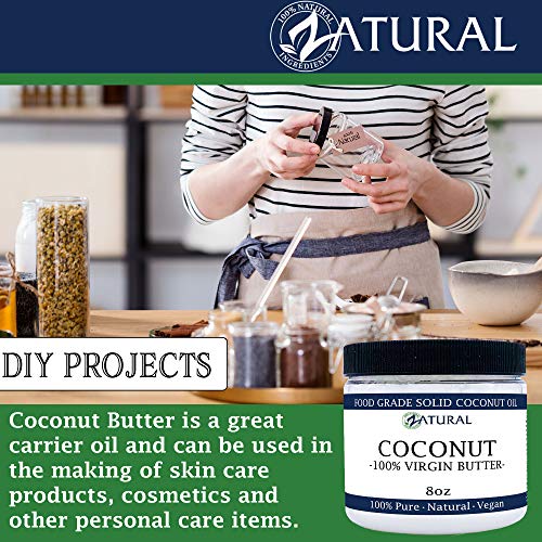 Coconut Butter-Nakedoil 100% Coconut Oil, Organic Extra Virgin Unrefined Cold Pressed Coconut Oil. Certified Food And Therapeutic Grade (8 Ounce) #TOP6