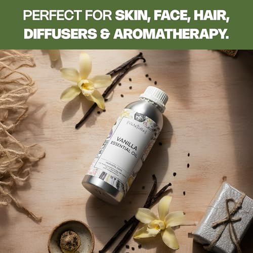 Image of VedaOils Vanilla Essential Oil for Skin and Hair 100ml - Pure & Natural Vanilla Oil for Diffusers, Home Fragrance, Candle & Soap Making and Aromatherapy