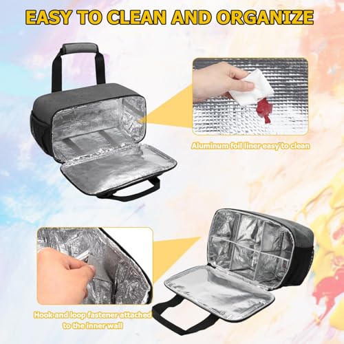 Image of Yolispa Acrylic Paint Organizer Bag, Art Supply Storage Case for up to 54 Bottles (2 oz) with Handle Strap and Detachable Inner Divider, Aluminum Foil Liner for Easy Cleaning, Art Bags for Supplies