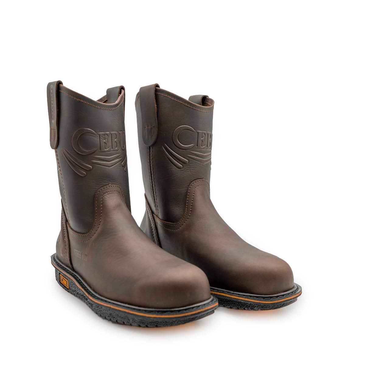 CEBU - Botas de Trabajo para Hombre (Punta de Acero, 25,4 cm), Marrón (Marrón), 39 EU