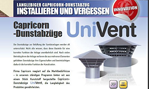 Entlüftungshaube - Dunsthut - Dachentlüfter original ’Univent’ DN 160/150 für Montage in das Rohr (150 mm)