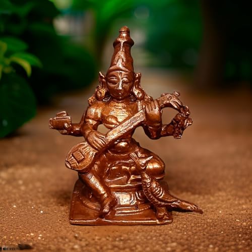 Image of Goddess Saraswathi Murti Copper - 1.6 in - Pack of 1