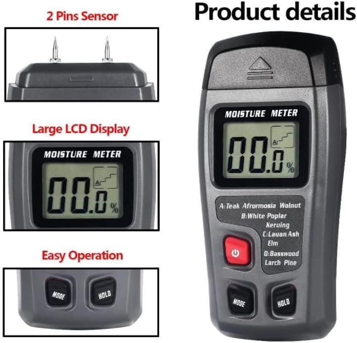 Miniatura 4 de THE PERFECT PART Cartón de madera del papel de la leña del probador del detector del medidor de humedad del LCD de Digitaces