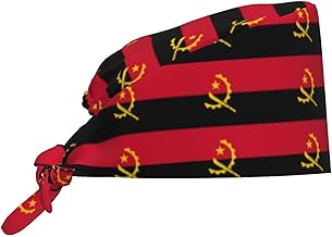 Angola Flag Breathable Work Cap Printed Work Cap Adjustable Suitable for Various Indoor and Outdoor Occasions Black