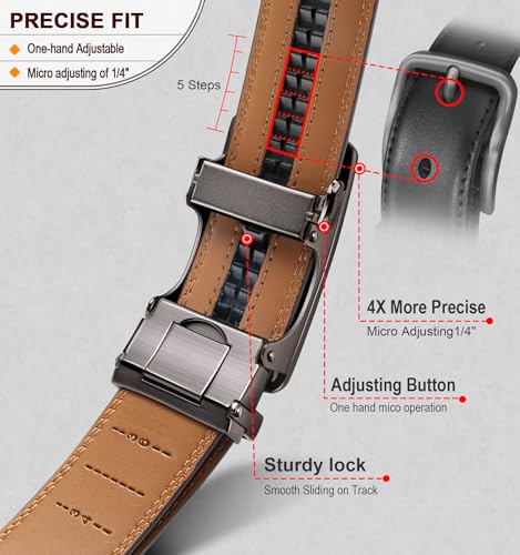 KEMISANT Mens Belt, Leather Ratchet Belt Customizable Fit,Effortless Style 35mm4