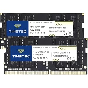 Timetec Premium DDR4 Kit de 32 GB (2 x 16 GB) 2666 MHz (DDR4-2666) PC4-21300 CL19 sin ECC sin búfer 1.2V 2Rx8 Dual Rank 260 Pin SODIMM Laptop Notebook PC Computadora Memoria RAM Actualización