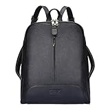 S-ZONE Women Genuine Leather Backpack Purse Travel Bag Fit 14-inch Laptop Upgraded Version