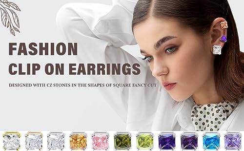 Boucles d'oreilles clip carré princesse : la solution chic pour oreilles non percées - 6