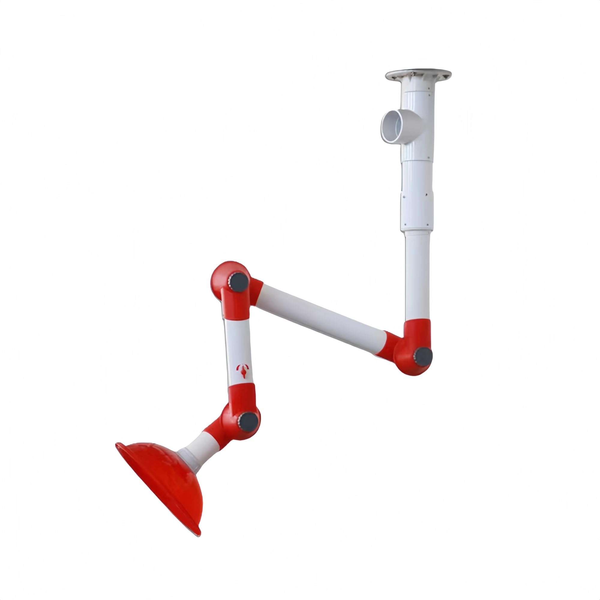Brazo extractor de humos de 3 secciones ajustable PP campana de escape colección de gas montaje en techo de laboratorio móvil rojo blanco gris (rojo)