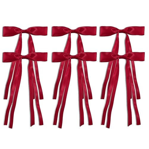 Miniatura 9 de Ahoney 6 pinzas para el pelo con lazo para mujeres y niñas, lazos para el cabello con lazo para el cabello, pinzas para el cabello con cola larga,