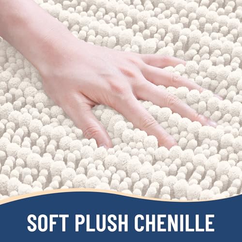 Image of Arotive Luxury Large Bathroom Rugs 47x32, Extra Soft Thick Absorbent Shaggy Chenille Bath Rugs, Machine Wash Dry, Bath Mats for Bathroom Floor, Tub and Shower, Home Decor Accessories, Ivory