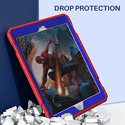 Image of Herize iPad 9th Generation Cover 10.2 Inch for Kids 2021 with Pencil Holder | iPad 9th Generation Cover 7 8 9 Gen with Stand | Heavy Duty Rugged iPad 8th /7th Gen Case 2020 /2019 | Red Blue