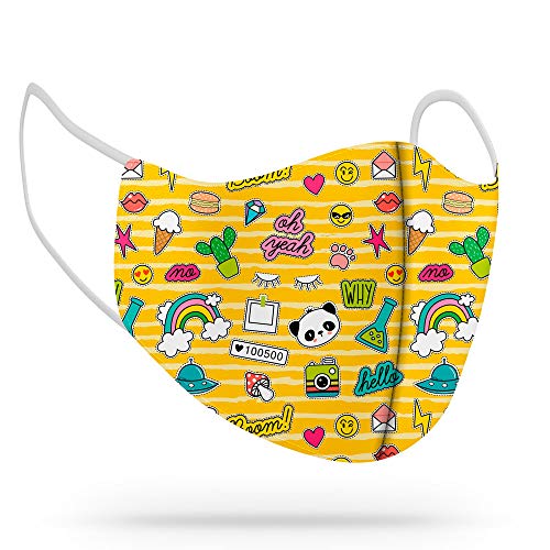 Máscara de Proteção Facial Personalizada Estampada Tecido Reutilizável Lavável Boom Tamanho:Único;Co