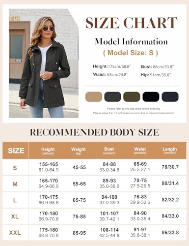 Vancavoo Übergangsjacke Damen Jacke Outdoor Kurzmantel Frühjahr Elegant Frühjahrsjacke Leichte Gefütterte Winterjacke Baumwolle Parka mit Kapuze mit Kordelzug für Frühling Sommer Herbst,Grau,M