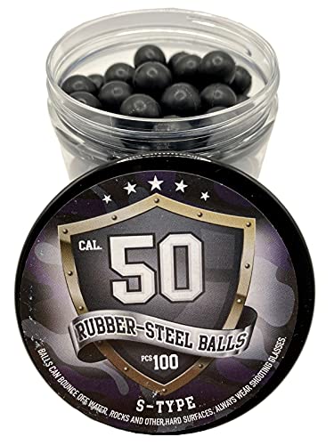 Ssr 100 X S-Style Premium Quality Hard Mix Rubber Steel Balls 2.7 Grams Heavy Rubber Balls Paintballs Reballs Powerballs For Shooting Training Home And Self Defense Pistols In 50 Caliber #TOP1