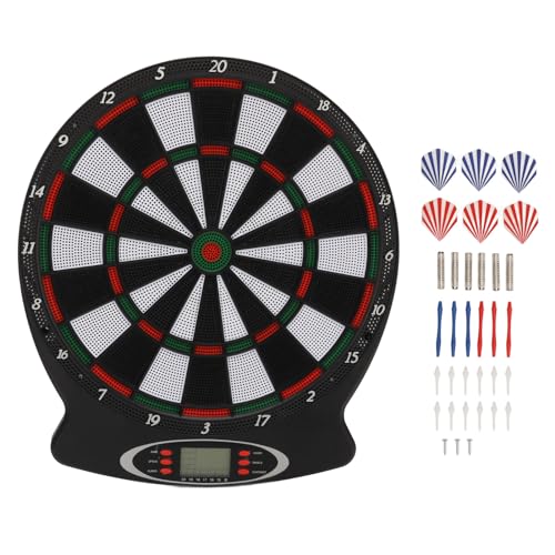 Electronic Dart Board Cabinet Set, Electronic Dart Board, Dart Board Electronic Scoreboard, for 6 Darts Plastic Tips 50 Soft Tips Power Adapter Throw Line