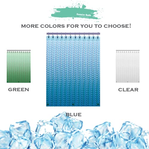 Eazzier Bath Blue 3D Crystal Plastic Shower Curtain Liner, 72X72 Inch Thin Lightweight Ice Cube Plastic Bathroom Shower Showroom Inner Curtain With Rustproof Metal Grommet Holes And Weighted Magnets #TOP6