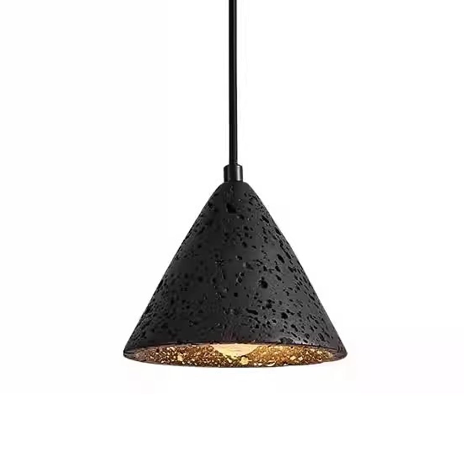 MTNROO Travertine Hanging Light Fixture Triangular 6.3 in Pendant Chandelier Black Natural Porous Travertine Stone E27 Base Mid Century Wabi-sabi Style for Kitchen Island Bar Restaurants Coffee Shop