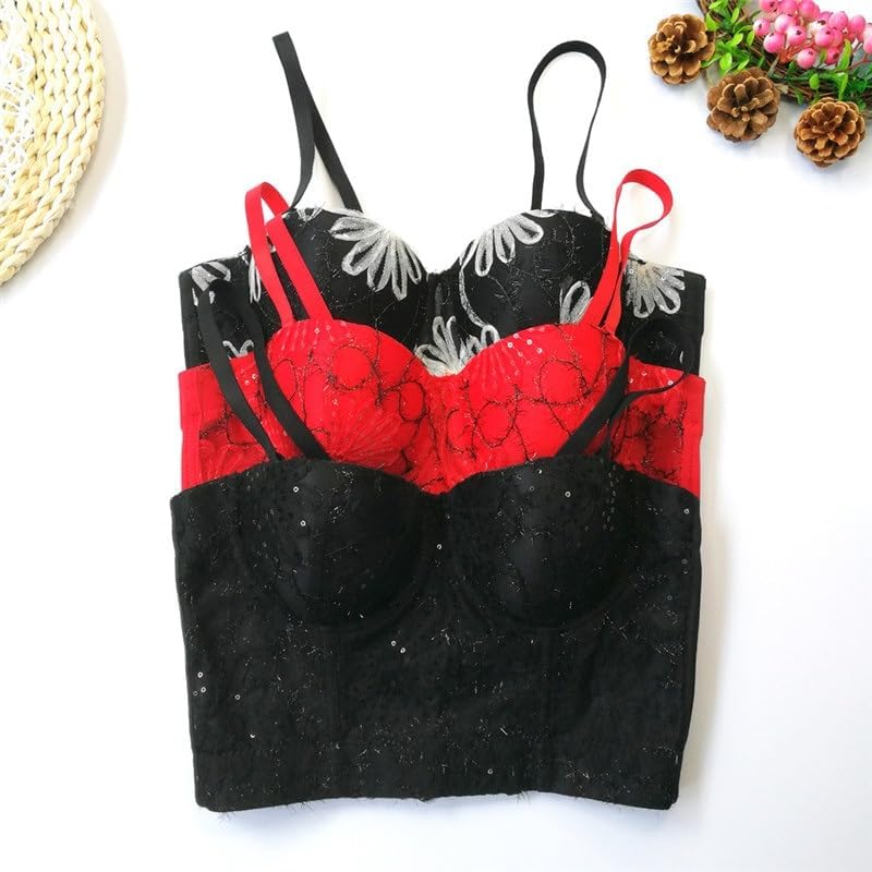 Underwear Suspenders Lace Embroidered Small Vest Elastic Tube Top Fashionable Performance Costume