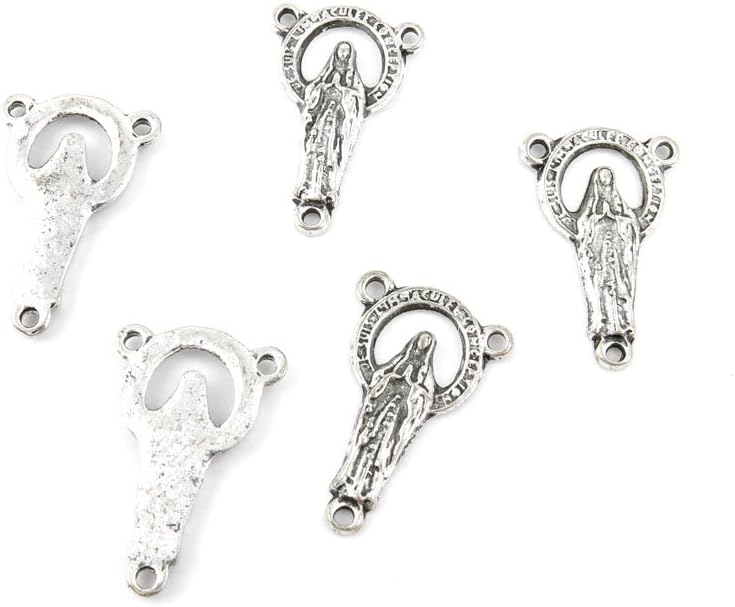 Jewelry Making Charms EWDF05 Virgin Mary Connector Joiner Pendant Ancient Silver Findings Craft Supplies Bulk Lots