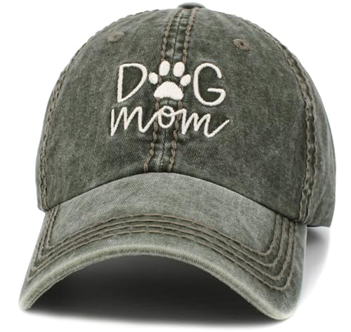 Image of KBETHOS Dog Cat Mom Dad Theme Womens Baseball Cap Distressed Vintage Unconstructed Embroidered Patch Hat