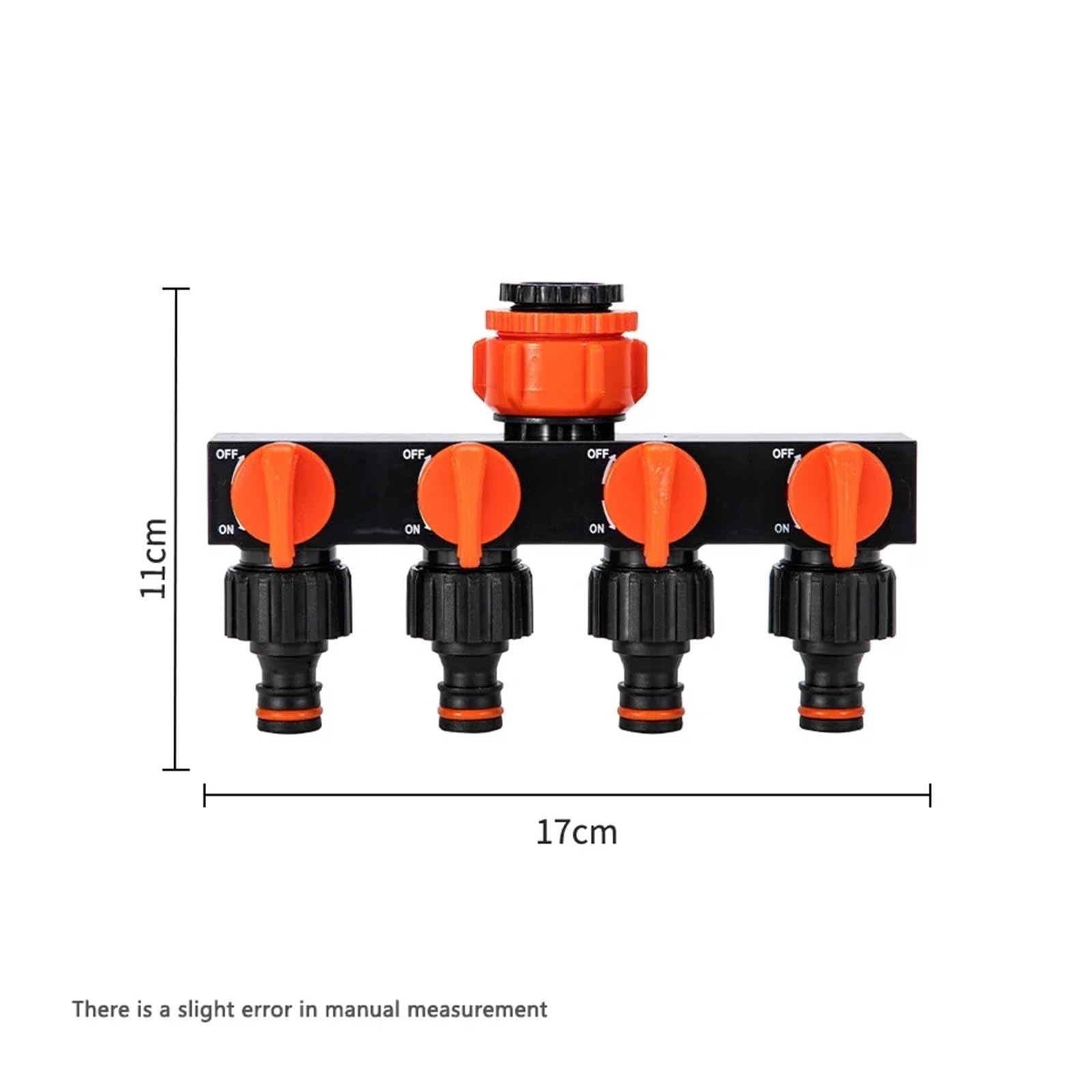 Conector de grifo de 4 vías, accesorios de jardín, distribuidor de agua, suministros de riego, herramienta de accesorios, divisor de manguera for el hogar(naranja)