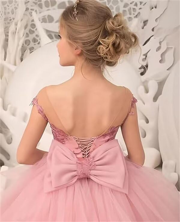 Flower Girl Dresses for Wedding First CommunionTulle Lace Applique Princess Pageant Dress for Girls Party Ball Gown4