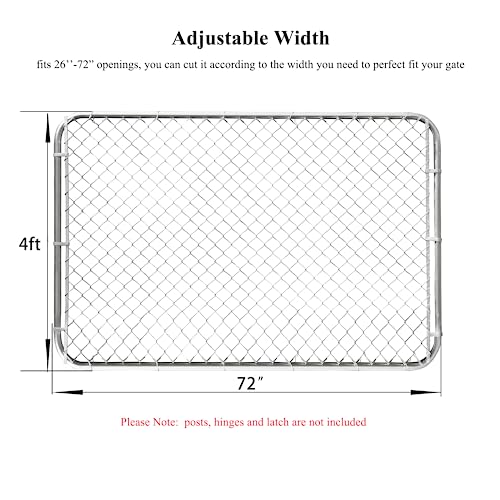 Hittite Adjustable Chain Link Fence Gate Kit, Anti-Rust Outdoor Garden Fence Gate, Heavy Duty Pedestrian Gate Walking Fence Gate For Residential,Outdoor,Yard,Patio,Entry Way, 26"-72" Wide X 4' High #TOP3