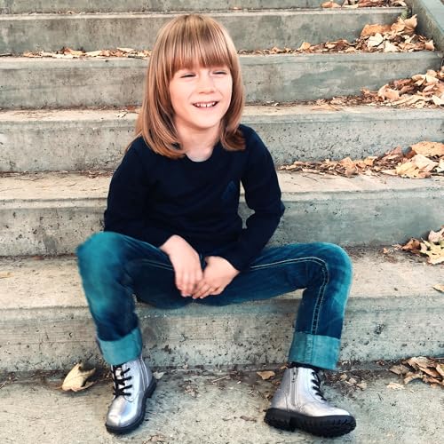 Girls Lace Up Combat Boots Waterproof Side Zipper Ankle Booties for Toddler/Little Kid/Big Kid 6