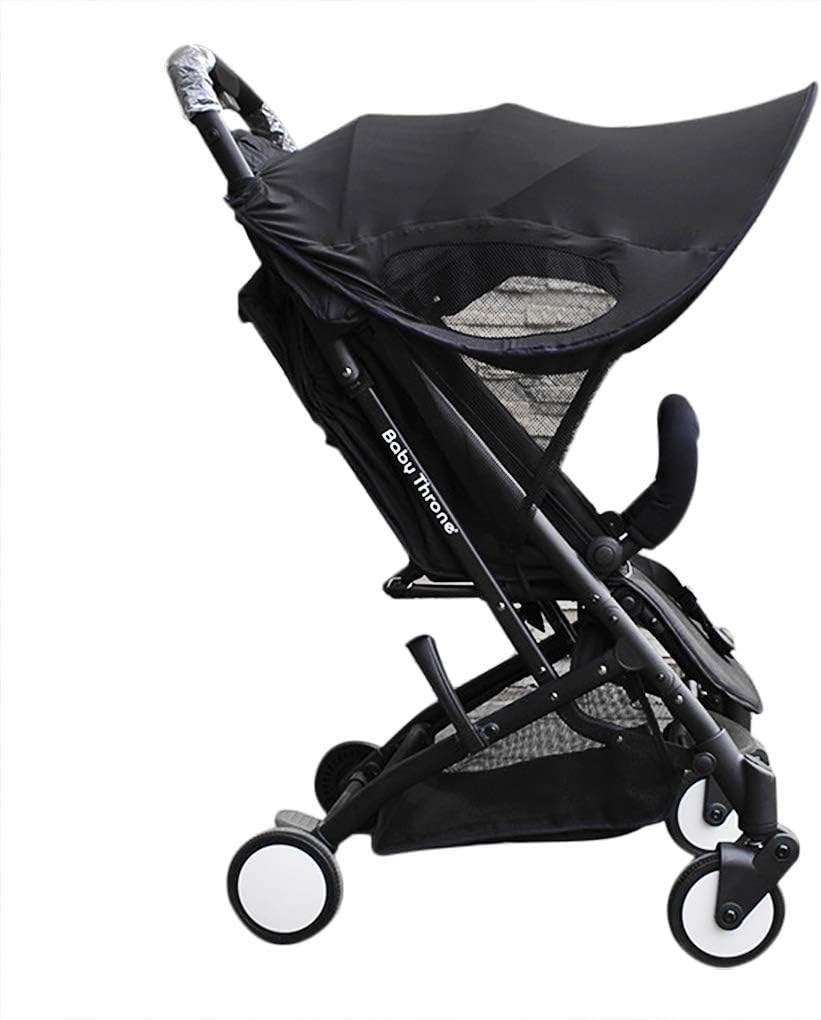 Universal Baby Stroller Sun Shade Cover Pushchair Stroller Prams Buggies Wide Sunblock Sun Shade Canopy UV Protection Sunshade Curtain Windproof Anti-UV Umbrella Canopy Black - Image 3