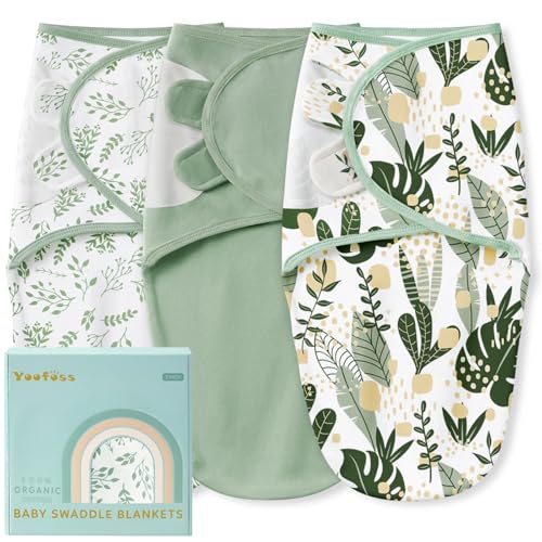 Image of Yoofoss Baby Swaddles for Newborns 100% Organic Cotton, Adjustable Swaddle Sleep Sack 0-3 Months Newborn Swaddle Sack, Breathable Soft(Small)