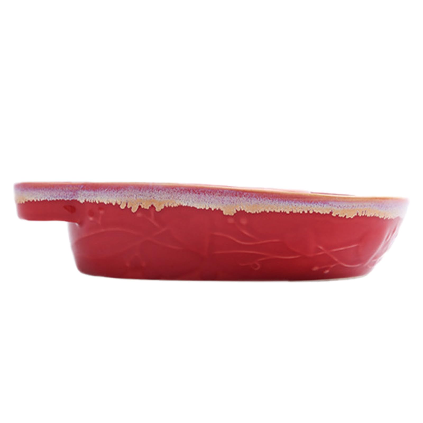 Ensemble bol à soupe et à sandwich en céramique avec porte-pain, rouge