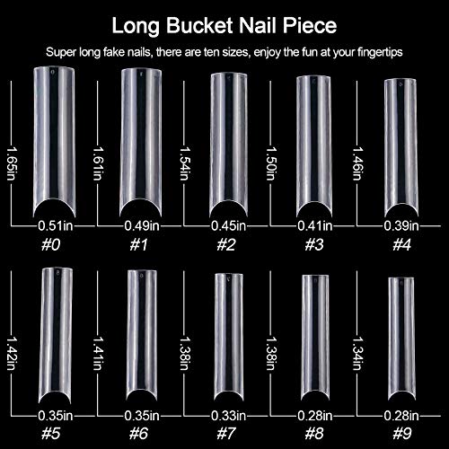 Kalolary 400 Stk. Transparente falsche Nägel, Extra lange U-Kurve Nagelspitzen Acryl C Kurve Nagel Tips Full Cover Gel… – Bild 3
