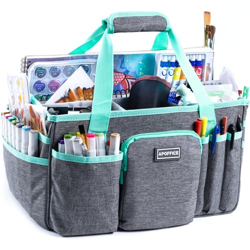Art Supply Organizer Tote Bag with Adjustable Divider