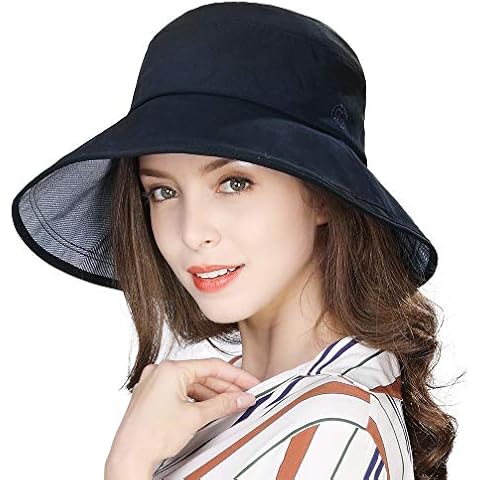 Jeff & Aimy Summer Bucket Hat Womens Sun UV Protection Waterproof Removable Foldable Packable Fishing Outdoors Navy Cover