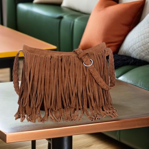 Image of Fringe Crossbody Handbag: Black Fringe Purse Crossbody Bag For Women Summer