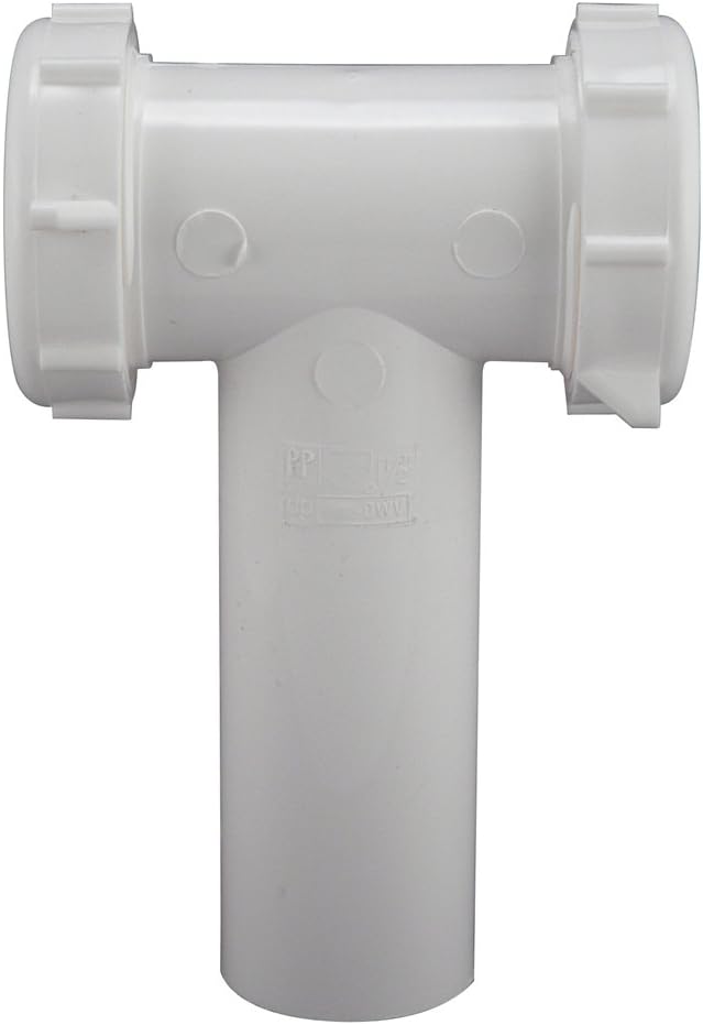 Keeney 130WK 1-1/2-Inch Slip Joint Center Outlet Tee and Tailpiece, White