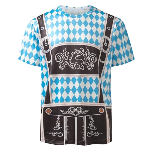 Men's Bavarian Oktoberfest Shirt,Pirate Shirt Men,Funny 3D Printed Graphic Novelty T-Shirt Men