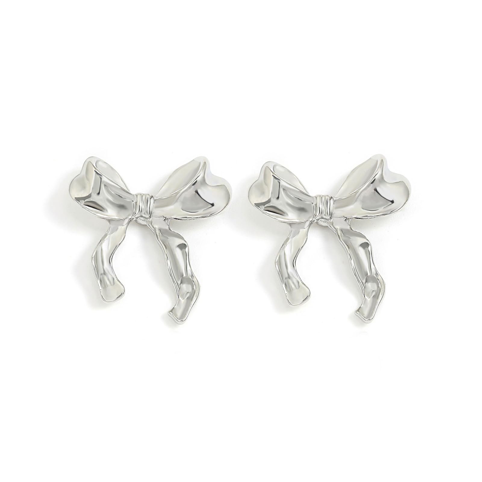 UILZ Gold Sliver Bow Earrings for Women Cute Ribbon Earrings Classic Bowknot Earrings Bow Stud Earrings Birthday Party Jewelry Christmas Gifts for Women Girls