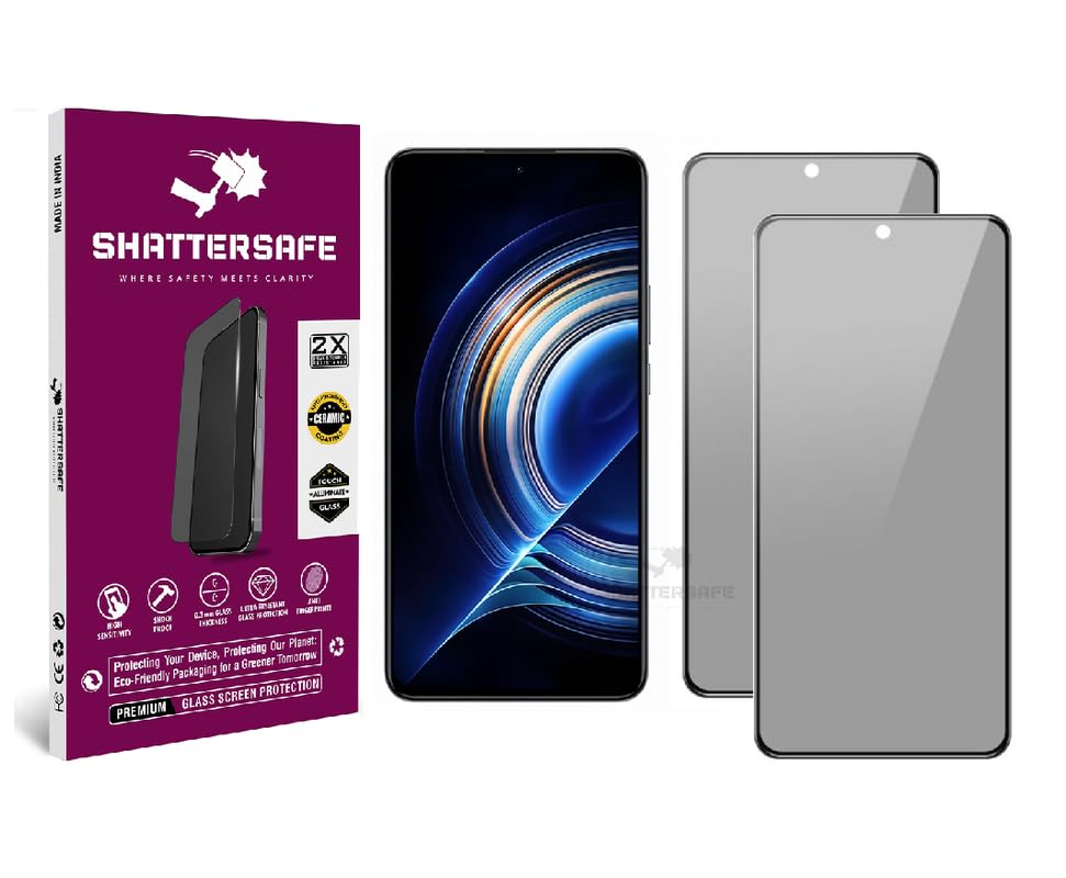 Image of Anti-Spy Privacy Tempered Glass Compatible For Redmi K50 [Pack of 2]. 9H Hardness, Anti-Scratch, Edge-to-Edge Protection With Easy Installation Kit & Case Friendly Fit.