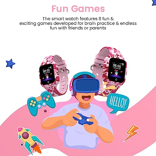 Image of Turet Stardust Smart Watch for Kids- Smartwatch for Boys and Girls with Camera, Games, Recorder, Phone Book, SMS, 2-Way Calling Kids Watches - Without App (Classic Pink)