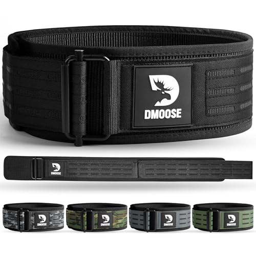 DMoose Auto Locking Weight Training Belt Provides Lumbar Support & Stability 4 Nylon Squat Belts for Men with Adjustable Buckle Gym Belt for Women Weight Lifting