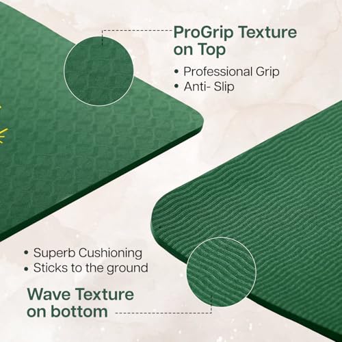 Image of WiseLife Grande XL 6 MM TPE Yoga Mat for Men & Women | Extra Thick, Long & Wide Premium Exercise Mat with Yoga Strap | Anti-Slip & Anti-Tear Ideal for Yoga, Pilates, Home Workouts & Gym Use (Green)